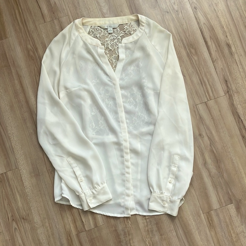 LC Lace Back Cream Blouse